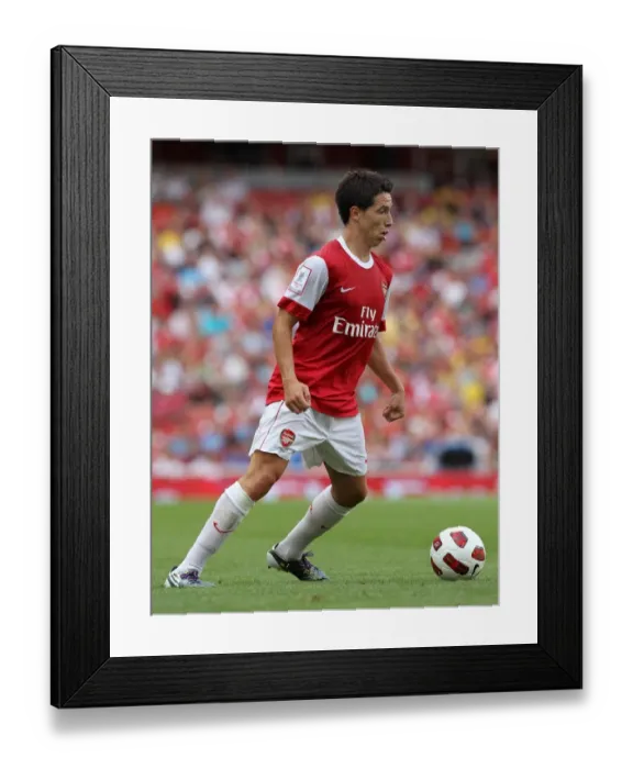 Framed Print : Samir Nasri in Action: Arsenal vs AC Milan, Emirates Cup Pre-Season 2010