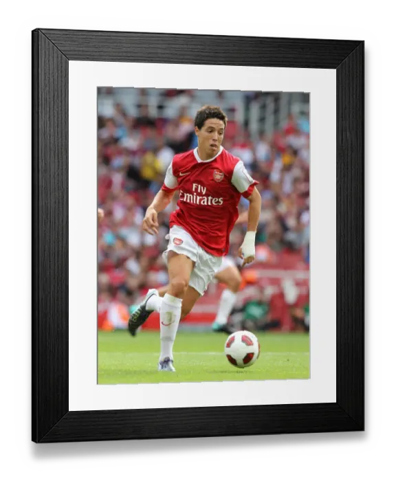 Framed Print : Samir Nasri vs AC Milan: 1-1 Draw at Emirates Cup Pre-Season 2010