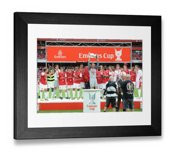 Framed Print : Manuel Almunia (Arsenal) lifts the Emirates Cup. Arsenal 3: 2 Celtic. Emirates Cup Framed Print : Manuel Almunia (Arsenal) lifts the Emirates Cup. Arsenal 3: 2 Celtic. Emirates Cup