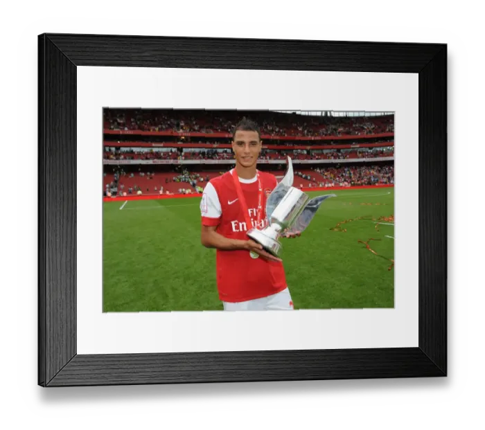 Framed Print : Marouane Chamakh (Arsenal) with the Emirates Cup. Arsenal 3: 2 Celtic. Emirates Cup Framed Print : Marouane Chamakh (Arsenal) with the Emirates Cup. Arsenal 3: 2 Celtic. Emirates Cup