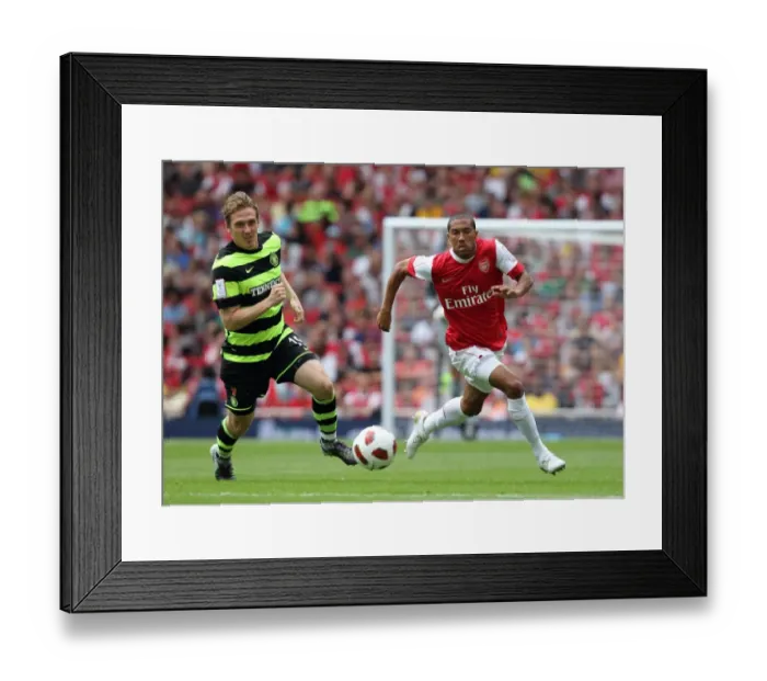 Framed Print : Gael Clichy (Arsenal) Morten Rasmussen (Celtic). Arsenal 3: 2 Celtic. Emirates Cup Pre Season