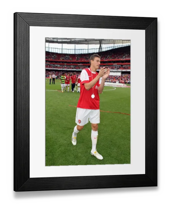 Framed Print : Arsenal's Laurent Koscielny Celebrates Win Against Celtic in Emirates Cup Pre-Season 2010 Framed Print : Arsenal's Laurent Koscielny Celebrates Win Against Celtic in Emirates Cup Pre-Season 2010