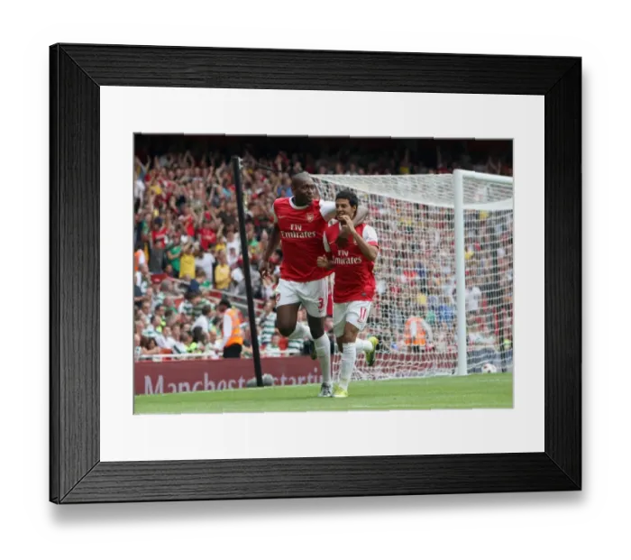 Framed Print : Carlos Vela celebrates scoring Arsenals 1st goal with Jay Thomas. Arsenal 3: 2 Celtic Framed Print : Carlos Vela celebrates scoring Arsenals 1st goal with Jay Thomas. Arsenal 3: 2 Celtic