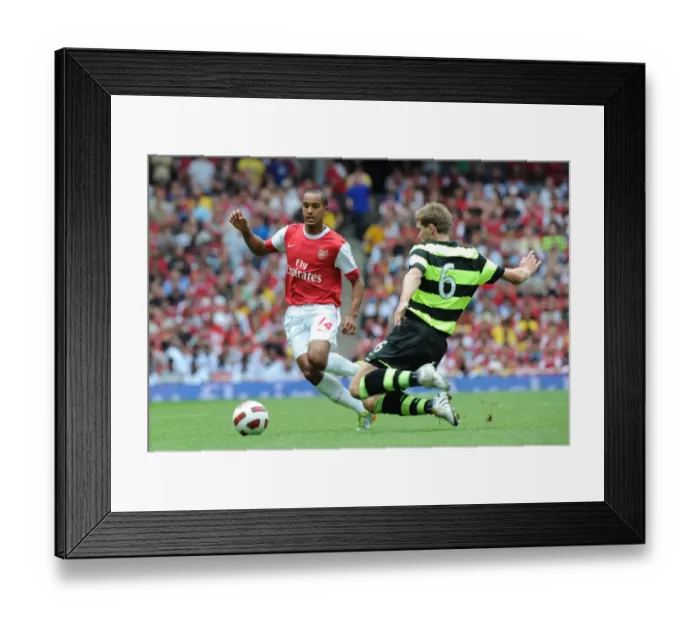 Framed Print : Theo Walcott (Arsenal) Jos Hooived (Celtic). Arsenal 3: 2 Celtic. Emirates Cup, pre season Framed Print : Theo Walcott (Arsenal) Jos Hooived (Celtic). Arsenal 3: 2 Celtic. Emirates Cup, pre season
