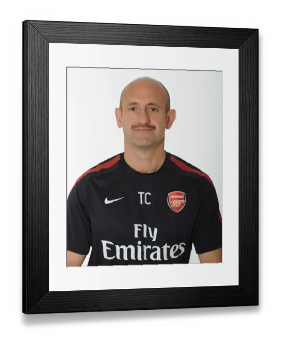Framed Print : Tony Colbert (Arsenal Fitness Manager). Arsenal 1st Team Photocall and Membersday