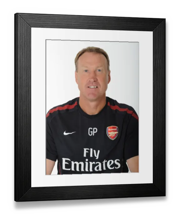 Framed Print : Gerry Peyton (Arsenal Goalkeeping Coach). Arsenal 1st Team Photocall and Membersday Framed Print : Gerry Peyton (Arsenal Goalkeeping Coach). Arsenal 1st Team Photocall and Membersday