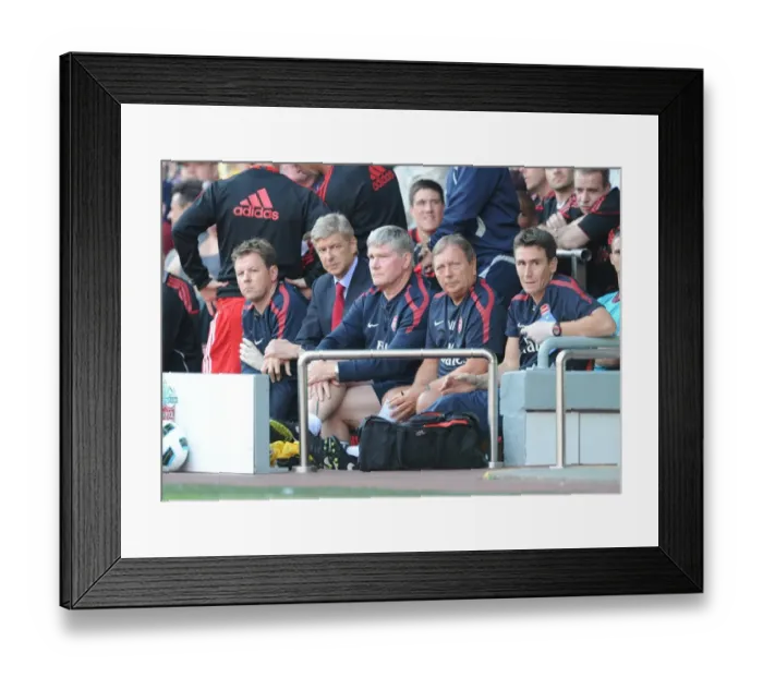 Framed Print : Arsenal manager Arsene Wenger on the bench with physio Colin Lewin, assistant Pat Rice Framed Print : Arsenal manager Arsene Wenger on the bench with physio Colin Lewin, assistant Pat Rice