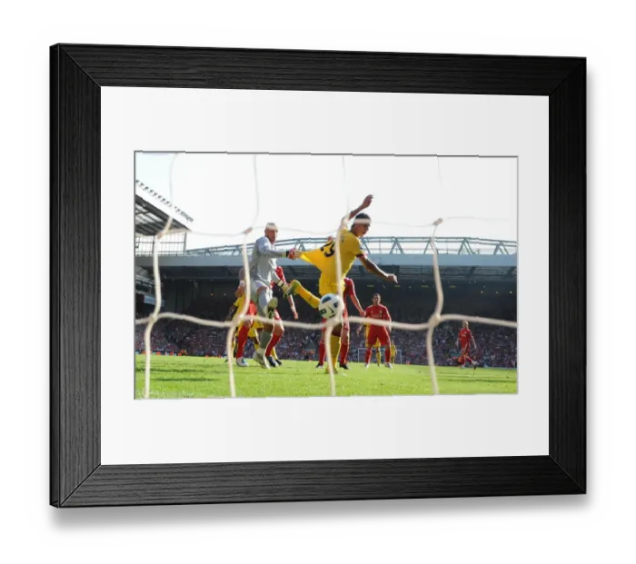 Framed Print : Chamakh vs. Reina: Aerial Clash in the 1-1 Liverpool vs. Arsenal Draw Framed Print : Chamakh vs. Reina: Aerial Clash in the 1-1 Liverpool vs. Arsenal Draw
