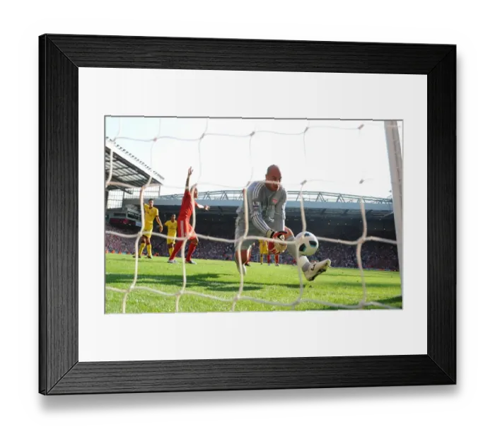 Framed Print : Pepe Reina's Own Goal: Liverpool vs. Arsenal, 1-1 Stunner at Anfield