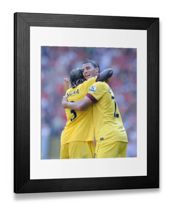 Framed Print : Chamakh and Sagna: Arsenal's Unforgettable Goal Celebration at Anfield (2010)