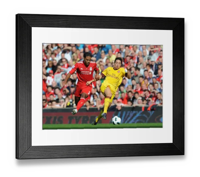 Framed Print : Nasri vs. Johnson: Stalemate at Anfield - Liverpool 1:1 Arsenal, Premier League 2010-11