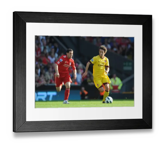 Framed Print : Tomas Rosicky (Arsenal) Maxi Rodriguez (Liverpool). Liverpool 1: 1 Arsenal