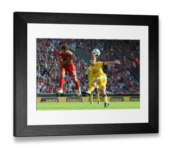 Framed Print : The Unforgettable Clash: Wilshere vs Mascherano at Anfield, 2010 Premier League Rivalry
