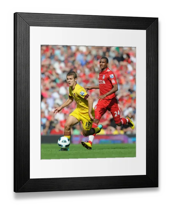 Framed Print : Jack Wilshere vs. David Ngog: Stalemate at Anfield, Premier League 2010-11