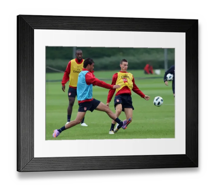 Framed Print : Arsenal Training: Koscielny and Chamakh in Focus Framed Print : Arsenal Training: Koscielny and Chamakh in Focus