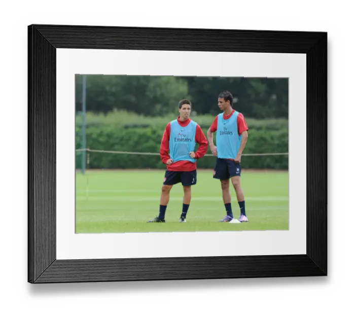 Framed Print : Samir Nasri and Marouane Chamakh (Arsenal). Arsenal Training Ground, London Colney Framed Print : Samir Nasri and Marouane Chamakh (Arsenal). Arsenal Training Ground, London Colney