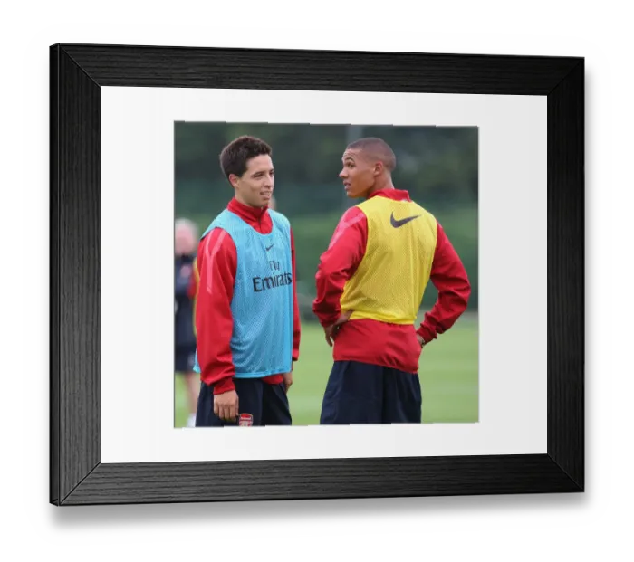 Framed Print : Samir Nasri and Kieran Gibbs (Arsenal). Arsenal Training Session. Arsenal Training Ground Framed Print : Samir Nasri and Kieran Gibbs (Arsenal). Arsenal Training Session. Arsenal Training Ground