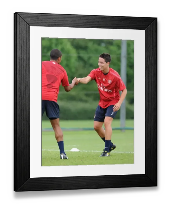 Framed Print : Arsenal Stars: Nasri and Walcott in Training at London Colney, 2010
