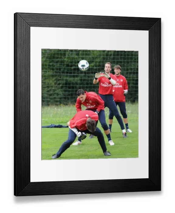 Framed Print : Arsenal Goalkeepers Training: Almunia, Szczesny, Mannone, and Fabianski, Austria 2010
