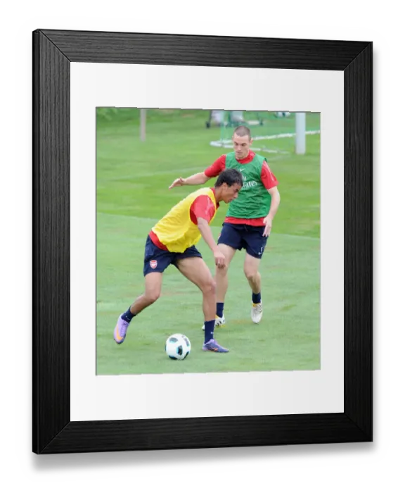 Framed Print : Marouane Chamakh and Thomas Vermaelen (Arsenal). Arsenal Training Camp