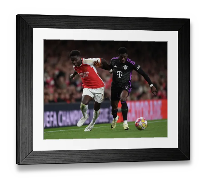 Framed Print : Arsenal FC v FC Bayern München: Quarter-final First Leg - UEFA Champions League 2023 / 24 Arsenal FC v FC Bayern Munchen: Quarter-final First Leg - UEFA Champions League 2023 / 24