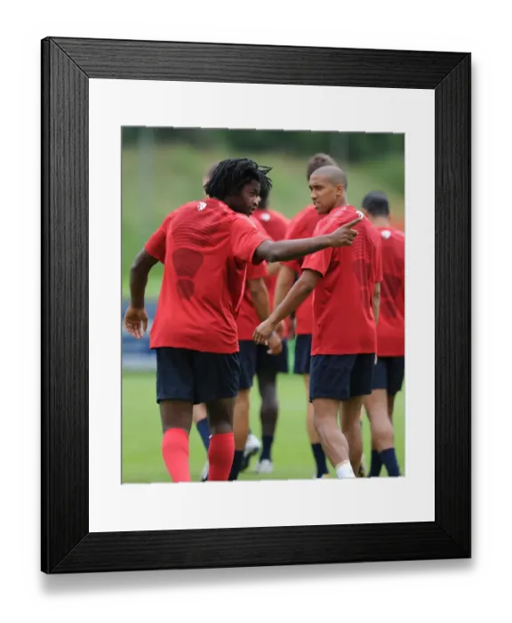 Framed Print : Alex Song and Gael Clichy (Arsenal). Arsenal Training Camp, Bad Waltersdorf