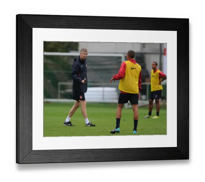 Framed Print : Arsenal manager Arsene Wenger with Kieran Gibbs. Arsenal Training Camp