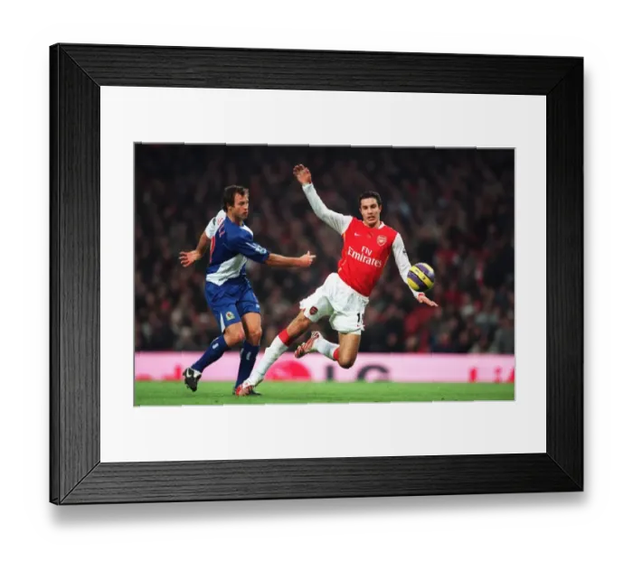 Framed Print : Robin van Persie (Arsenal) is fouled by Lucas Neill (Blackburn) for the penalty