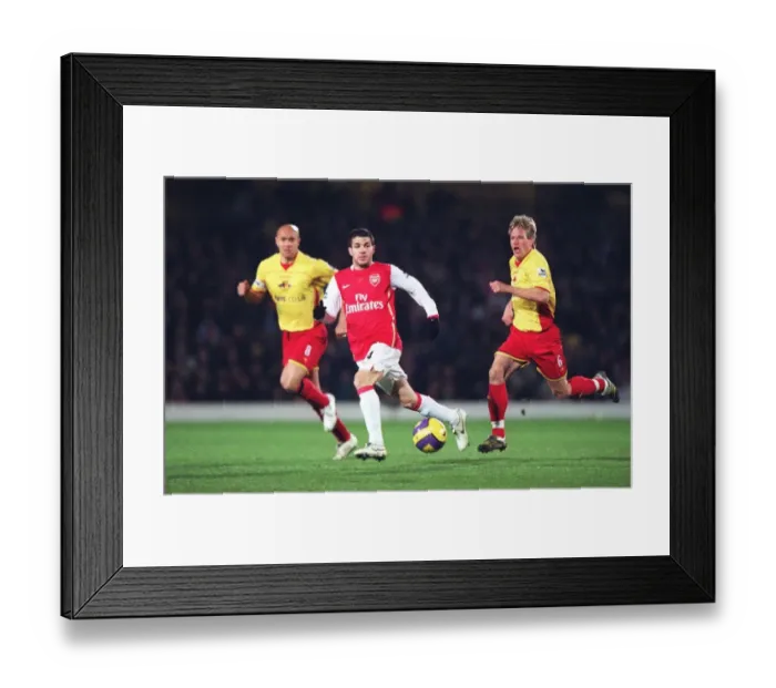 Framed Print : Cesc Fabregas (Arsenal) Jay Demerit and Gavin Mahon(Watford) Framed Print : Cesc Fabregas (Arsenal) Jay Demerit and Gavin Mahon(Watford)
