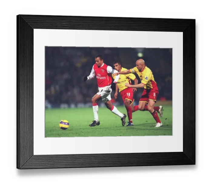 Framed Print : Gilberto (Arsenal) Gavin Mahon (Watford)