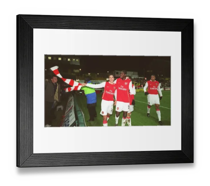 Framed Print : Van Persie's Double: Arsenal's Victory at Watford (2006) - Adebayor and Baptista Celebrate Framed Print : Van Persie's Double: Arsenal's Victory at Watford (2006) - Adebayor and Baptista Celebrate