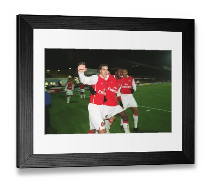 Framed Print : Van Persie, Adebayor, and Baptista: Celebrating a Winning Goal for Arsenal at Vicarage Road (2006) Framed Print : Van Persie, Adebayor, and Baptista: Celebrating a Winning Goal for Arsenal at Vicarage Road (2006)
