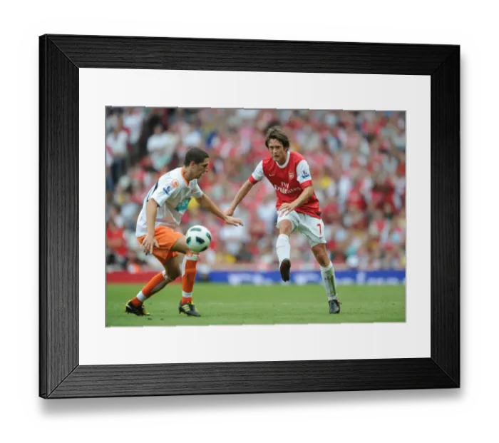 Framed Print : Tomas Rosicky (Arsenal) Neal Eardley (Blackpool). Arsenal 6: 0 Blackpool Framed Print : Tomas Rosicky (Arsenal) Neal Eardley (Blackpool). Arsenal 6: 0 Blackpool