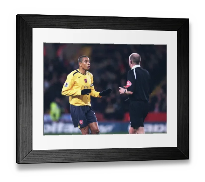 Framed Print : Gilberto (Arsenal) with referee A