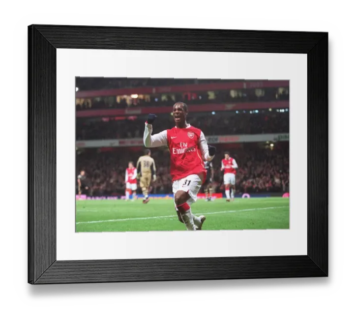 Framed Print : Justin Hoyte celebrates scoring Arsenals 2nd goal Framed Print : Justin Hoyte celebrates scoring Arsenals 2nd goal