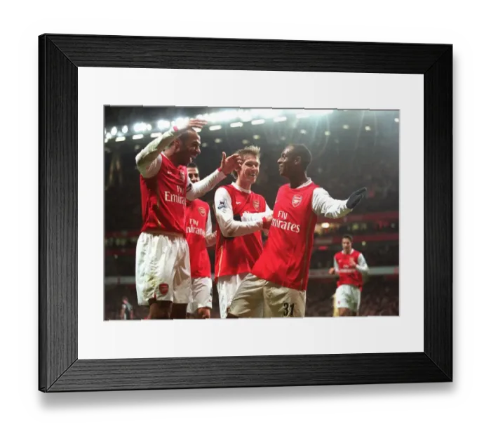 Framed Print : Thierry Henry, Alex Hleb, and Justin Hoyte: Triumphant Celebration after Arsenal's Second Goal vs. Charlton Athletic (4:0) Framed Print : Thierry Henry, Alex Hleb, and Justin Hoyte: Triumphant Celebration after Arsenal's Second Goal vs. Charlton Athletic (4:0)