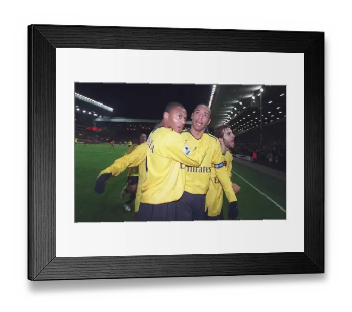Framed Print : Thierry Henry, Julio Baptista, and Mathieu Flamini: Celebrating Arsenal's FA Cup Victory over Liverpool (3-1), Anfield, 2007 Framed Print : Thierry Henry, Julio Baptista, and Mathieu Flamini: Celebrating Arsenal's FA Cup Victory over Liverpool (3-1), Anfield, 2007