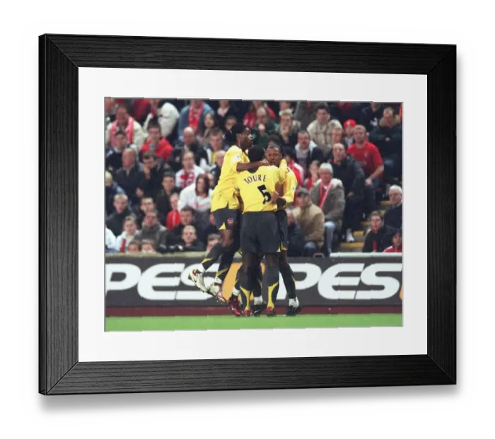 Framed Print : Julio Baptista's Double Delight: Arsenal's Thrilling 6-3 Comeback Win over Liverpool - Baptista Celebrates First Goal with Song and Toure Framed Print : Julio Baptista's Double Delight: Arsenal's Thrilling 6-3 Comeback Win over Liverpool - Baptista Celebrates First Goal with Song and Toure