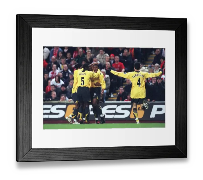 Framed Print : Julio Baptista celebrates scoring his 1st goal Arsenals 2nd with Kolo Toure Framed Print : Julio Baptista celebrates scoring his 1st goal Arsenals 2nd with Kolo Toure