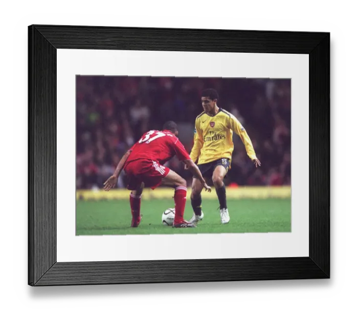 Framed Print : Denilson (Arsenal) Lee Peltier (Liverpool) Framed Print : Denilson (Arsenal) Lee Peltier (Liverpool)