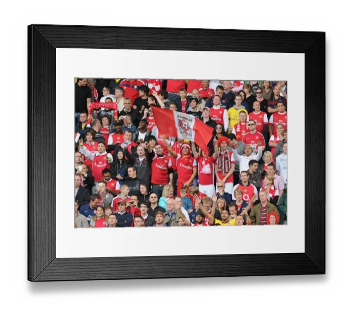 Framed Print : Arsenal fans celebrate the 1st goal scored by Theo Walcott. Blackburn Rovers 1: 2 Arsenal