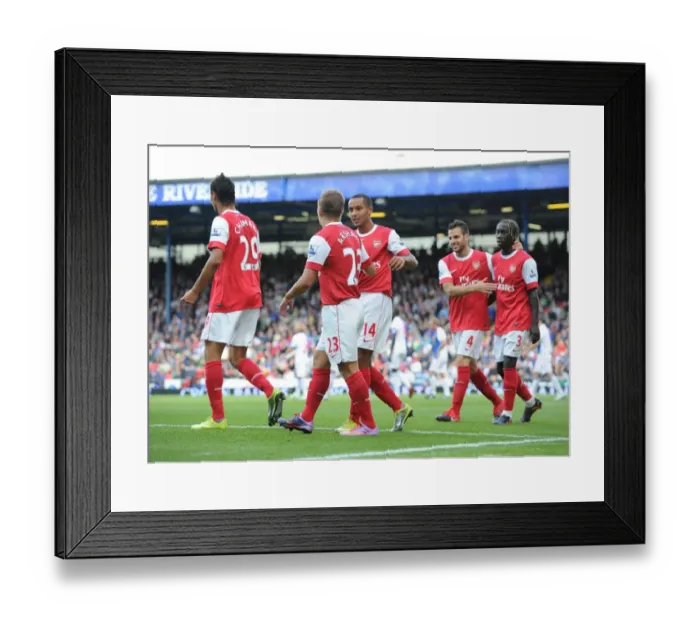 Framed Print : Arsenal Triumph: Arshavin, Chamakh, Walcott Celebrate 2nd Goal vs. Blackburn Rovers
