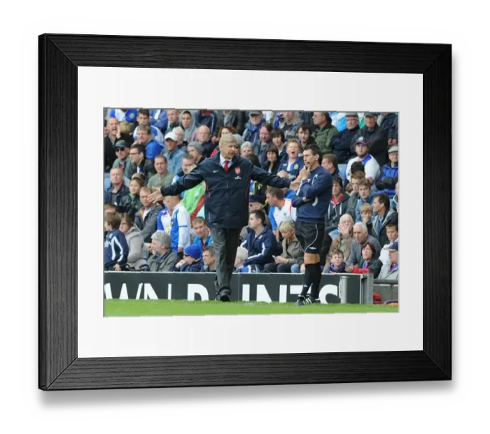 Framed Print : Arsenal manager Arsene Wenger with fourth official Lee Probert. Blackburn Rovers 1 Framed Print : Arsenal manager Arsene Wenger with fourth official Lee Probert. Blackburn Rovers 1