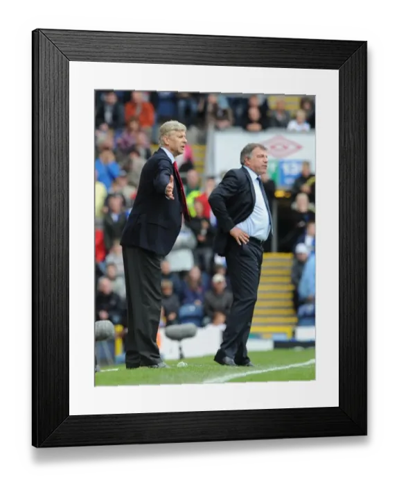 Framed Print : Managers Arsene Wenger (Arsenal) and Sam Allardyce (BLackburn) during the match