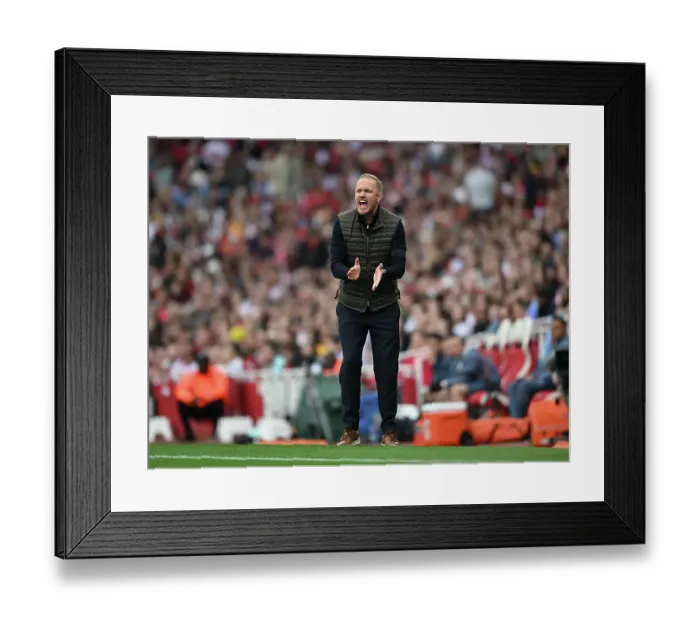Framed Print : Arsenal v Manchester City - Barclays Women's Super League LONDON, ENGLAND - SEPTEMBER 22: Jonas Eidevall manager of Arsenal during the Barclays Women's Super League match between Arsenal Framed Print : Arsenal v Manchester City - Barclays Women's Super League LONDON, ENGLAND - SEPTEMBER 22: Jonas Eidevall manager of Arsenal during the Barclays Women's Super League match between Arsenal