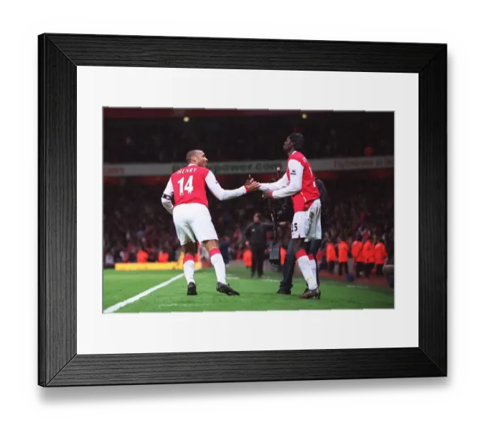 Framed Print : Thierry Henry and Emmanuel Adebayor: Unforgettable Moment as Arsenal Takes a 2-1 Lead Over Manchester United
