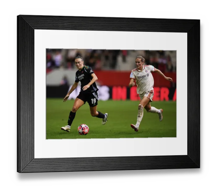 Framed Print : FC Bayern München v Arsenal FC - UEFA Women's Champions League 2024 / 25 Group Stage MD1 FC Bayern Munchen v Arsenal FC - UEFA Women's Champions League 2024 / 25 Group Stage MD1
