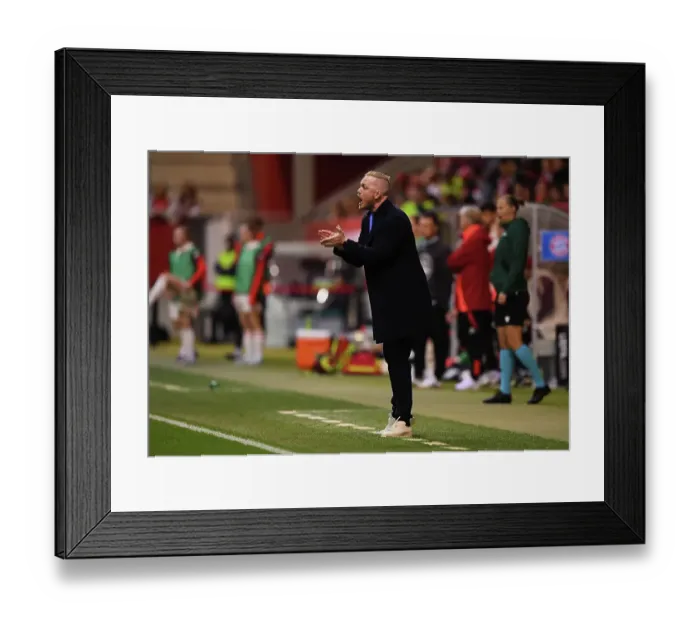 Framed Print : FC Bayern München v Arsenal FC - UEFA Women's Champions League 2024 / 25 Group Stage MD1 FC Bayern Munchen v Arsenal FC - UEFA Women's Champions League 2024 / 25 Group Stage MD1