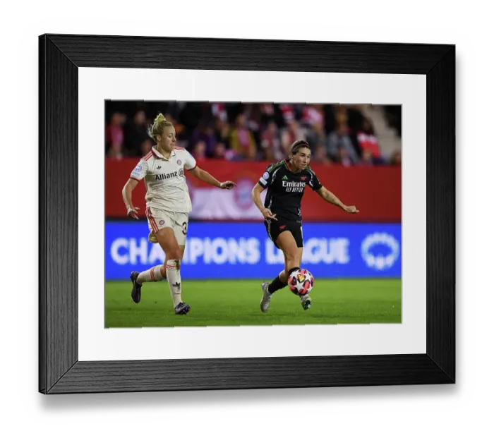 Framed Print : FC Bayern München v Arsenal FC - UEFA Women's Champions League 2024 / 25 Group Stage MD1 FC Bayern Munchen v Arsenal FC - UEFA Women's Champions League 2024 / 25 Group Stage MD1