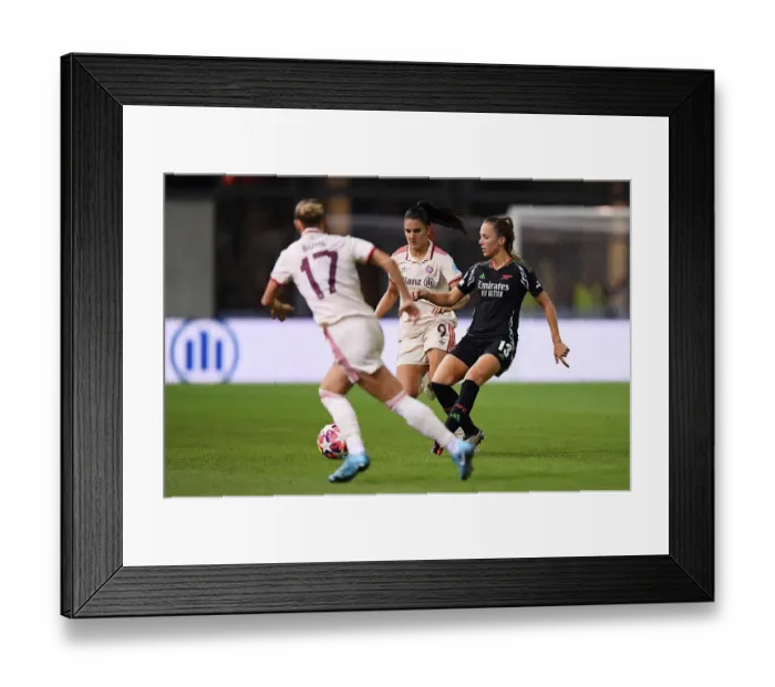 Framed Print : FC Bayern München v Arsenal FC - UEFA Women's Champions League 2024 / 25 Group Stage MD1 FC Bayern Munchen v Arsenal FC - UEFA Women's Champions League 2024 / 25 Group Stage MD1